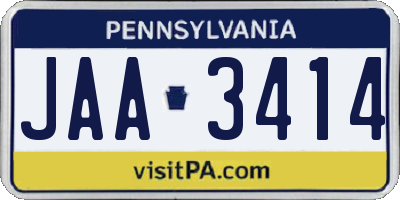 PA license plate JAA3414