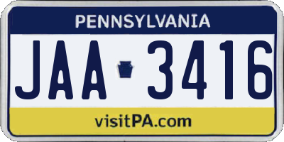 PA license plate JAA3416