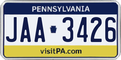 PA license plate JAA3426