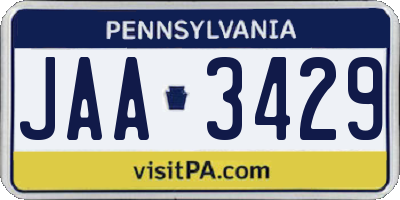 PA license plate JAA3429