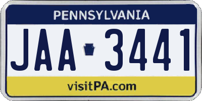 PA license plate JAA3441