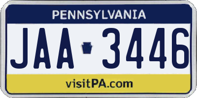 PA license plate JAA3446