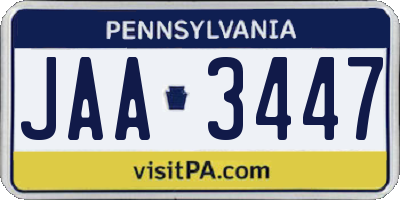 PA license plate JAA3447