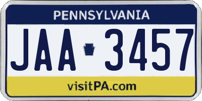 PA license plate JAA3457