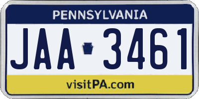 PA license plate JAA3461