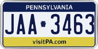 PA license plate JAA3463