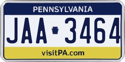 PA license plate JAA3464