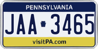 PA license plate JAA3465