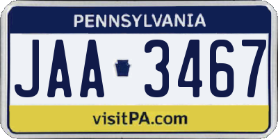 PA license plate JAA3467