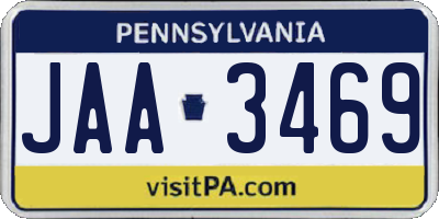 PA license plate JAA3469