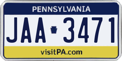 PA license plate JAA3471