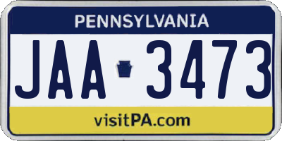 PA license plate JAA3473