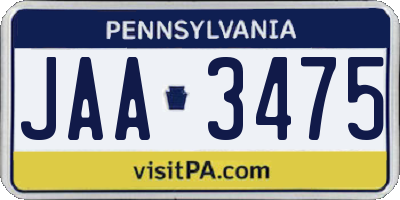 PA license plate JAA3475