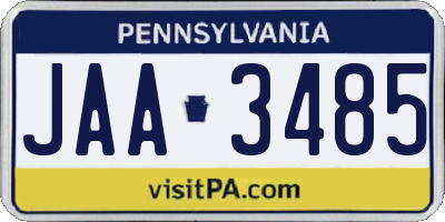 PA license plate JAA3485