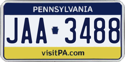 PA license plate JAA3488