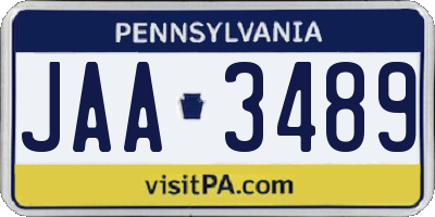 PA license plate JAA3489