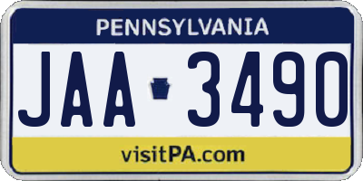 PA license plate JAA3490