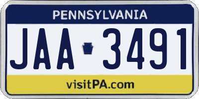 PA license plate JAA3491