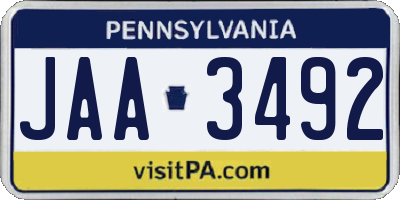 PA license plate JAA3492