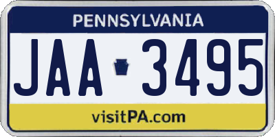 PA license plate JAA3495