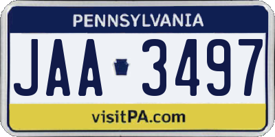 PA license plate JAA3497