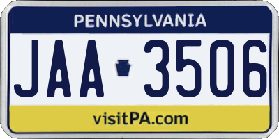 PA license plate JAA3506