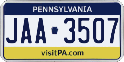 PA license plate JAA3507