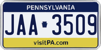 PA license plate JAA3509
