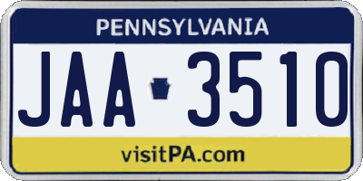 PA license plate JAA3510