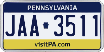 PA license plate JAA3511
