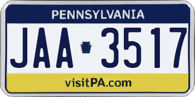 PA license plate JAA3517