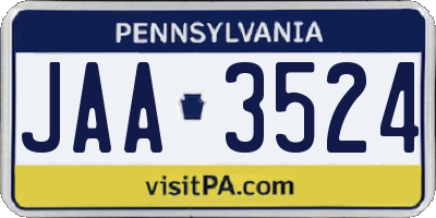 PA license plate JAA3524