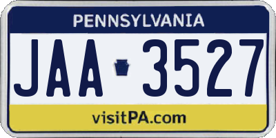 PA license plate JAA3527