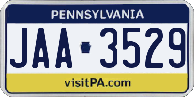 PA license plate JAA3529