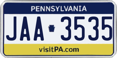 PA license plate JAA3535