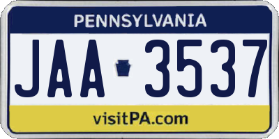 PA license plate JAA3537