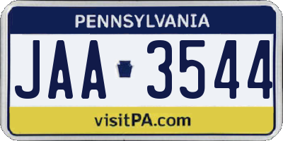 PA license plate JAA3544