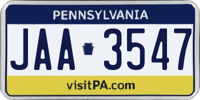 PA license plate JAA3547