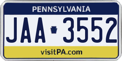 PA license plate JAA3552