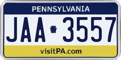 PA license plate JAA3557