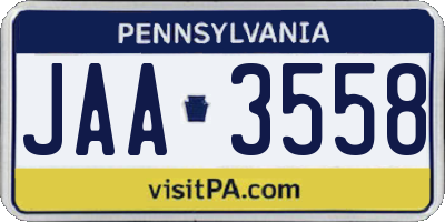 PA license plate JAA3558