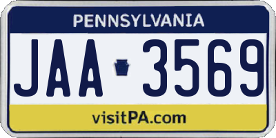 PA license plate JAA3569