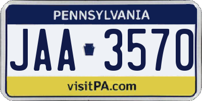 PA license plate JAA3570