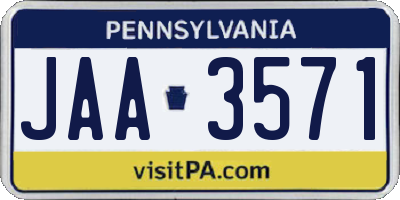 PA license plate JAA3571