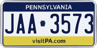 PA license plate JAA3573