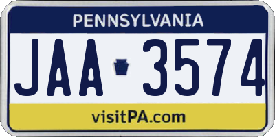 PA license plate JAA3574