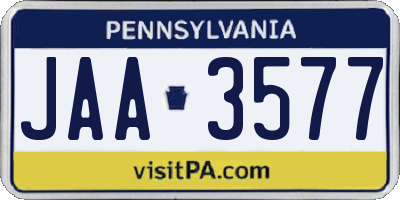 PA license plate JAA3577