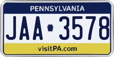PA license plate JAA3578