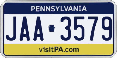 PA license plate JAA3579