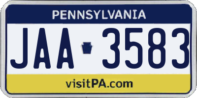 PA license plate JAA3583